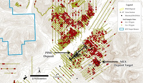 Highly Anomalous Soil Results Indicate Extensive Mineralization in PINE Deposit Area